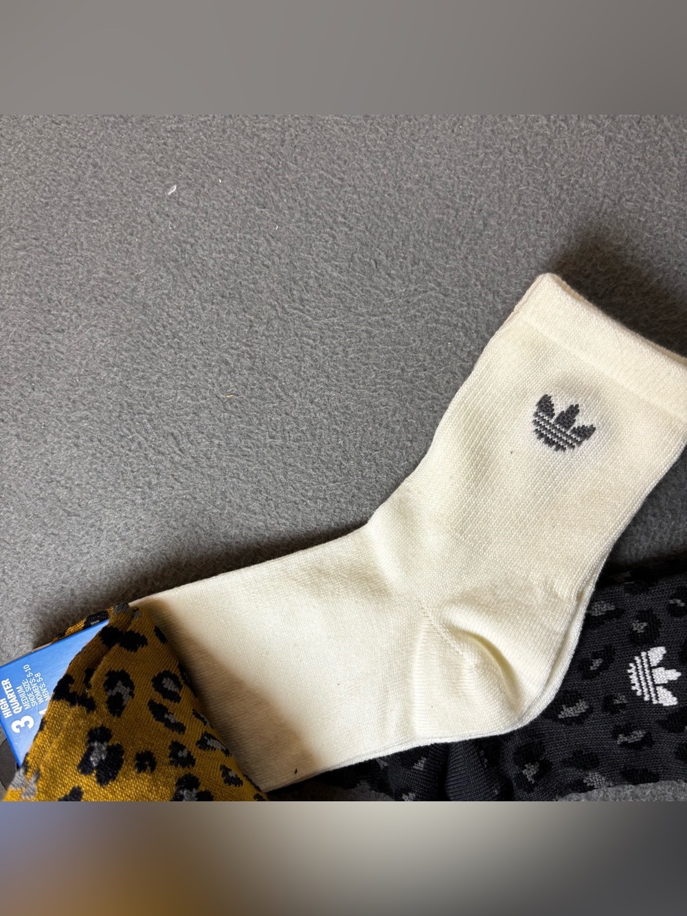 Adidas leopard print socks in black & multi size M - Picture 3 of 6